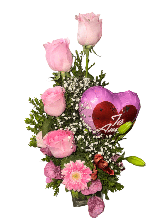 Maceta de vidrio con Mix Rosa - Imagen 2