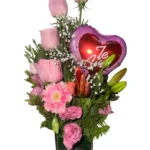 Maceta de vidrio con Mix Rosa